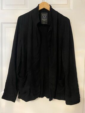 Talula Black Open Draped Pocket Blazer #8